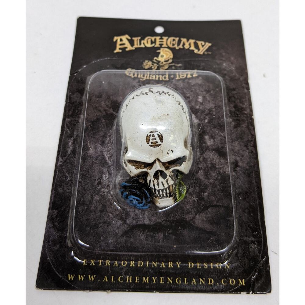 Alchemy Collectible Mini Skull with Rose - 1.5" - England - NEW